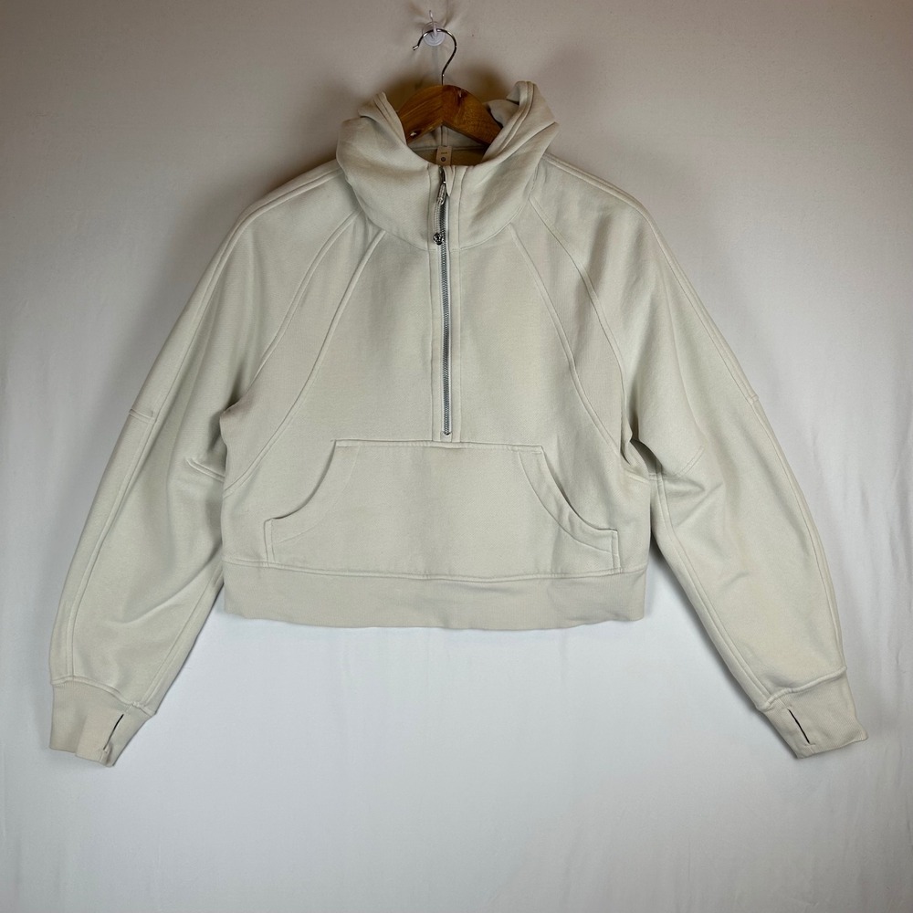 Lululemon Scuba Oversized Half-Zip Cropped Hoodie Bone White XS/S LW3DM4S